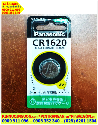 Panasonic CR1620; Pin 3v lithium Panasonic CR1620 thị trường Nội địa Nhật-vỉ chữ Nhật (Vỉ 1viên)